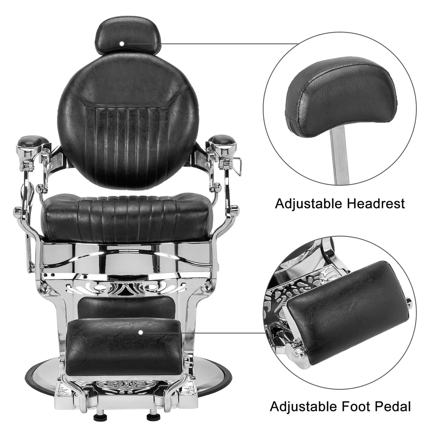 OmySalon PH441 Vintage Style Heavy Duty Hydraulic Recline Barber Chair - G59000441