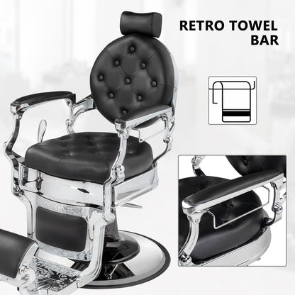 OmySalon BC1602 Vintage Style Heavy Duty Hydraulic Recline Barber Chair - G59000499