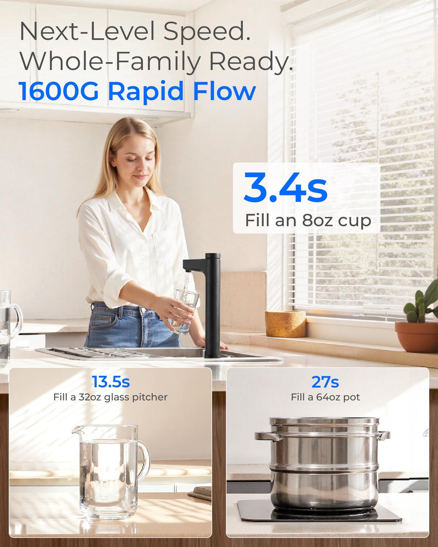 Waterdrop X16 Black Tankless Reverse Osmosis System | 1600 GPD | 11-Stage Filtration | UV Sterilization | Alkaline Mineral Technology | Smart Faucet | NSF/ANSI 42, 58 & 372 Certified
