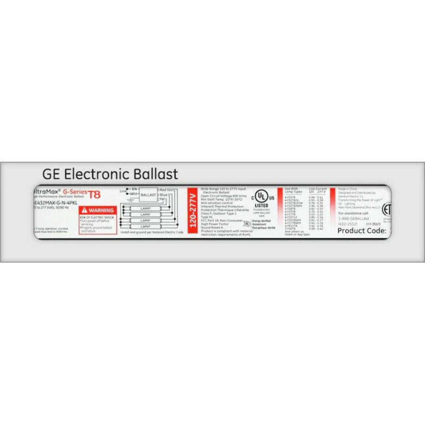 GE T8 4-Bulb Commercial Fluorescent Light Ballast - 71223266