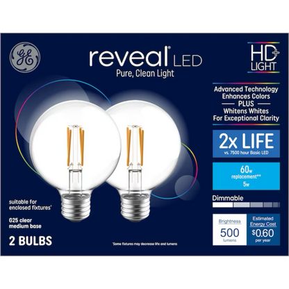 GE Reveal HD 60-Watt EQ G25 Color-enhancing Medium Base (E-26) Dimmable LED Light Bulb - 71223293