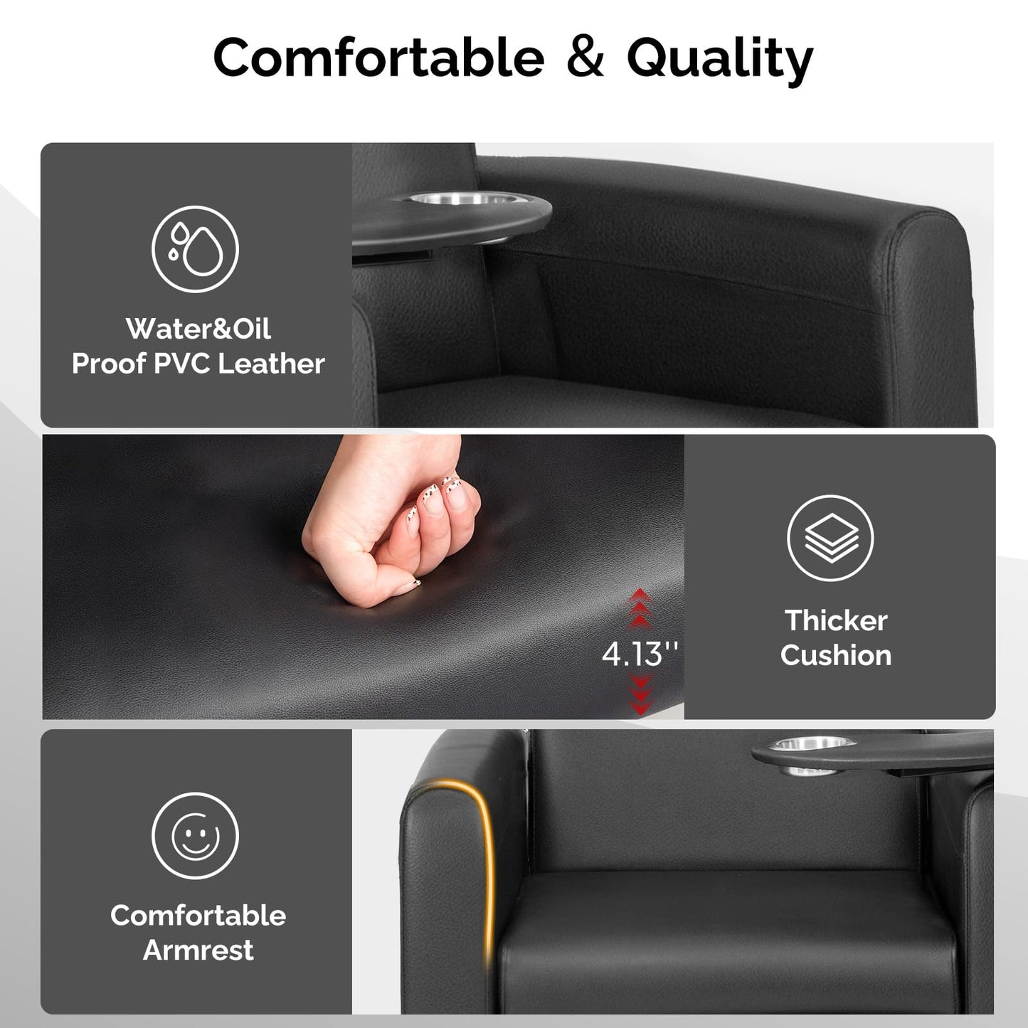 OmySalon PCE-WR Professional Full-Floor Support Electric Pedicure Chair with Adjustable Backrest & Hidden Storage Platfo - G59000797