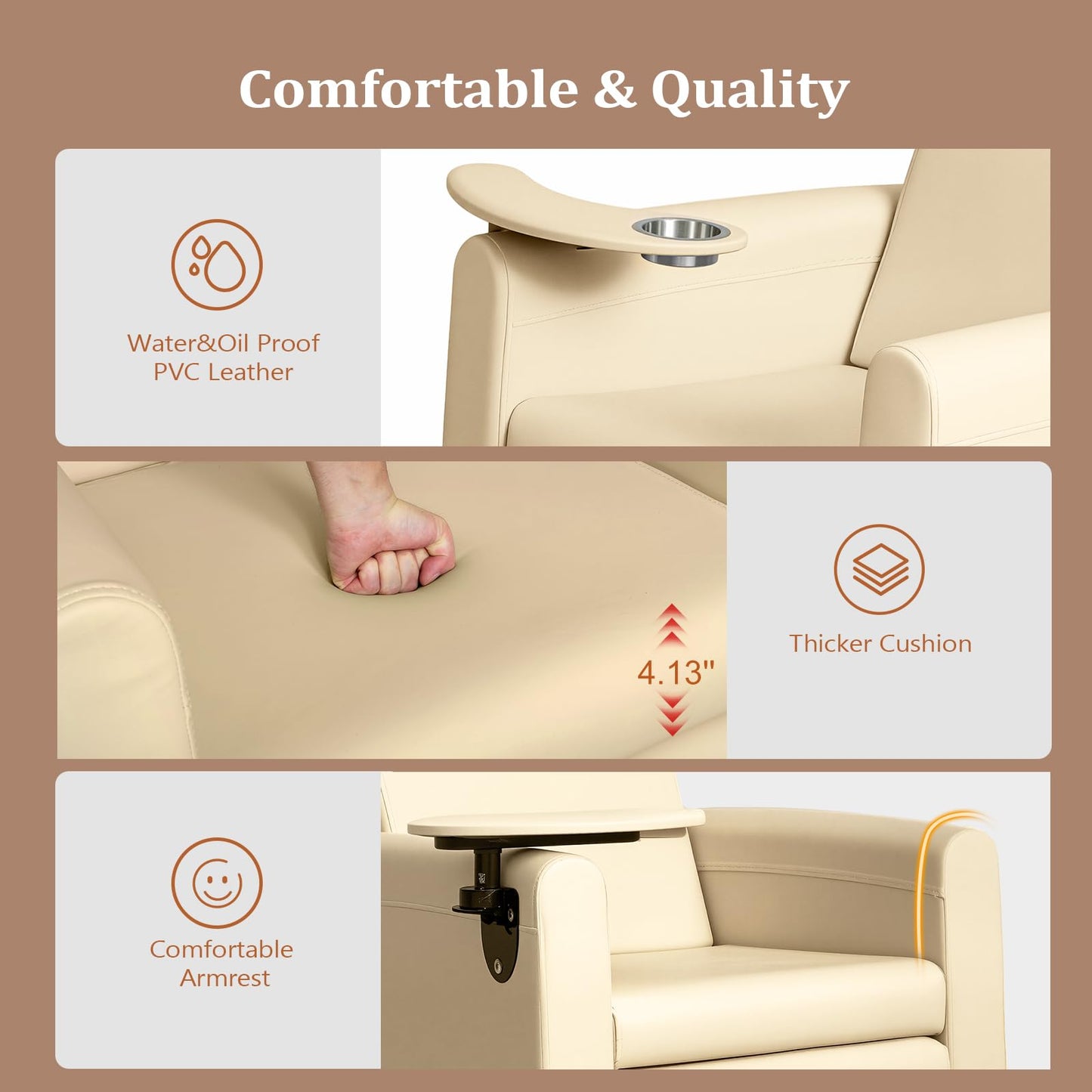 OmySalon PCE-WR Professional Full-Floor Support Electric Pedicure Chair with Adjustable Backrest & Hidden Storage Platfo - G59000797