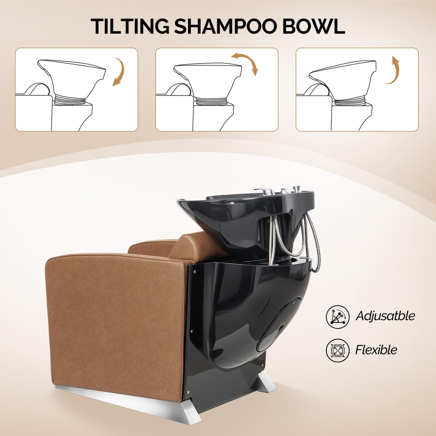 OmySalon BU1221 Salon Shampoo Backwash Chair Unit with Ceramic Shampoo Bowl & Adjustable Footrest - G59001089