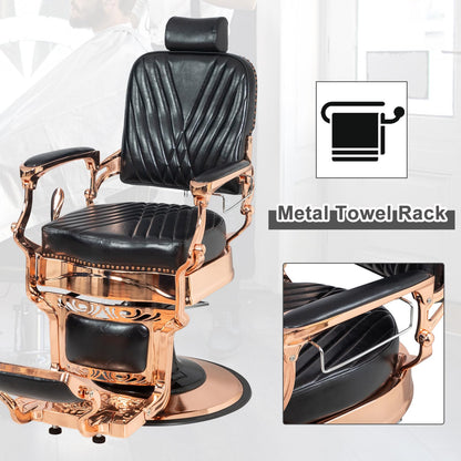 OmySalon PH699 Vintage Style Heavy Duty Hydraulic Recline Square Twill Backrest Barber Chair - G59000699