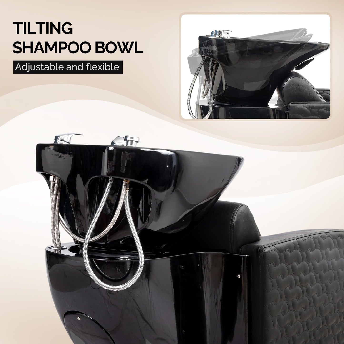 OmySalon BU1411 Salon Shampoo Bowl and Chair Backwash Unit with Tilting Porcelain Bowl - G59001041