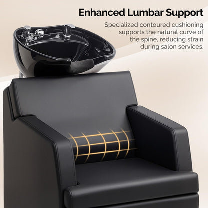 OmySalon BU2601 Salon Shampoo Backwash Chair with Tilting Porcelain Bowl - G59001095