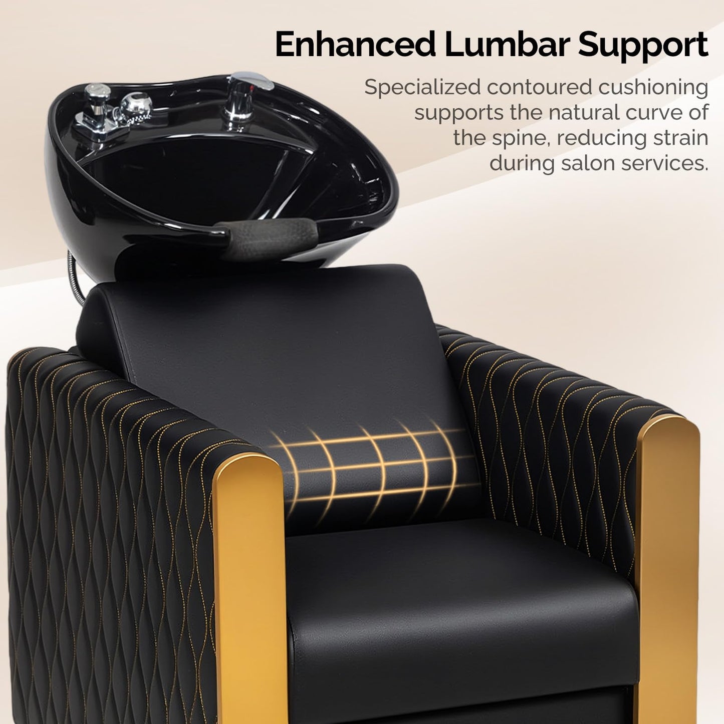 OmySalon BU2701 Salon Shampoo Backwash Chair with Tilting Porcelain Bowl - G59001098