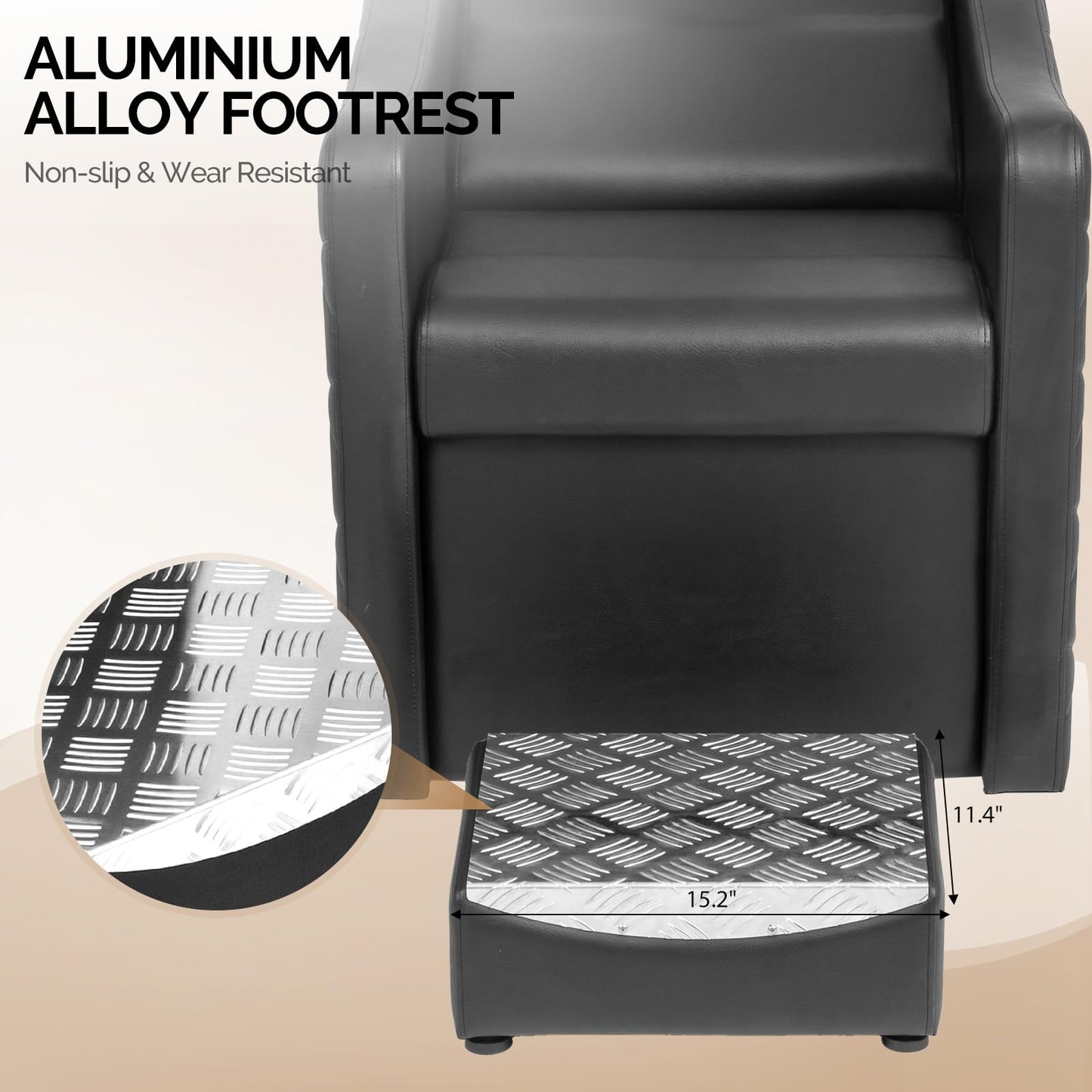 OmySalon BU1701 Salon Shampoo Bowl and Chair Backwash Unit with Large Ceramic Bowl & Freestanding Ottoman - G59000771