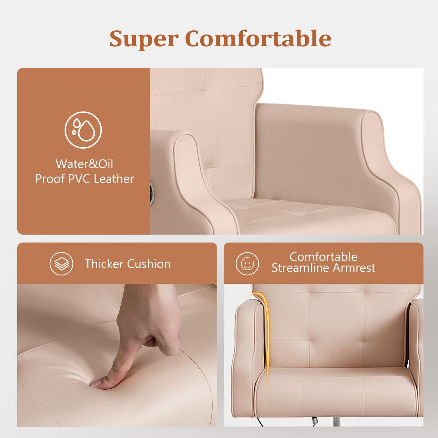 OmySalon PCM-WB 360° Rotation Hydraulic Pedicure Chair with Bubble Massage Foot Bath & Rolling Stool - G59000795