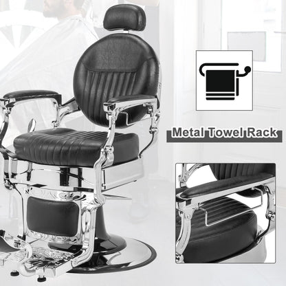 OmySalon PH441 Vintage Style Heavy Duty Hydraulic Recline Barber Chair - G59000441