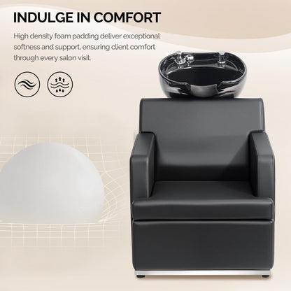 OmySalon BU2601 Salon Shampoo Backwash Chair with Tilting Porcelain Bowl - G59001095