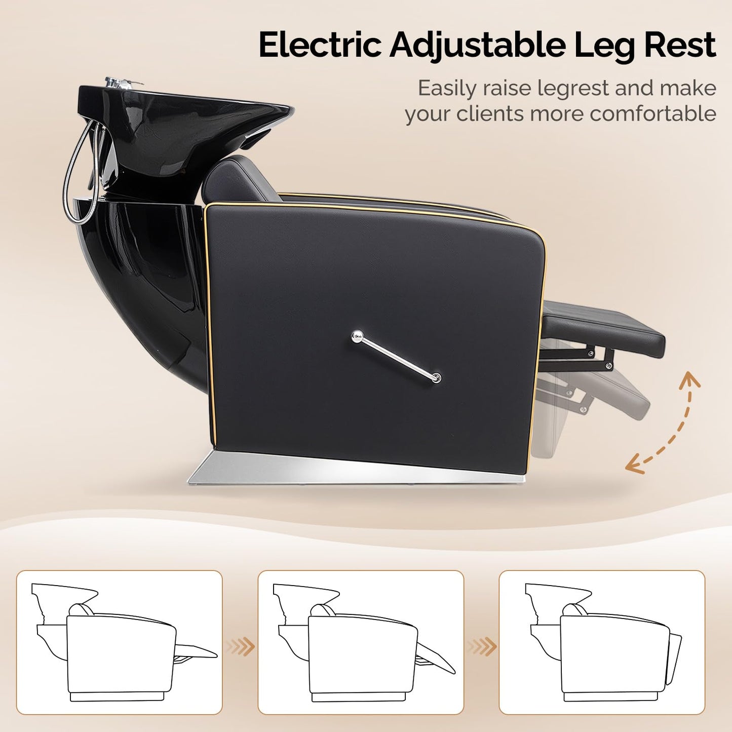 OmySalon BU1221 Salon Shampoo Backwash Chair Unit with Ceramic Shampoo Bowl & Adjustable Footrest - G59001089