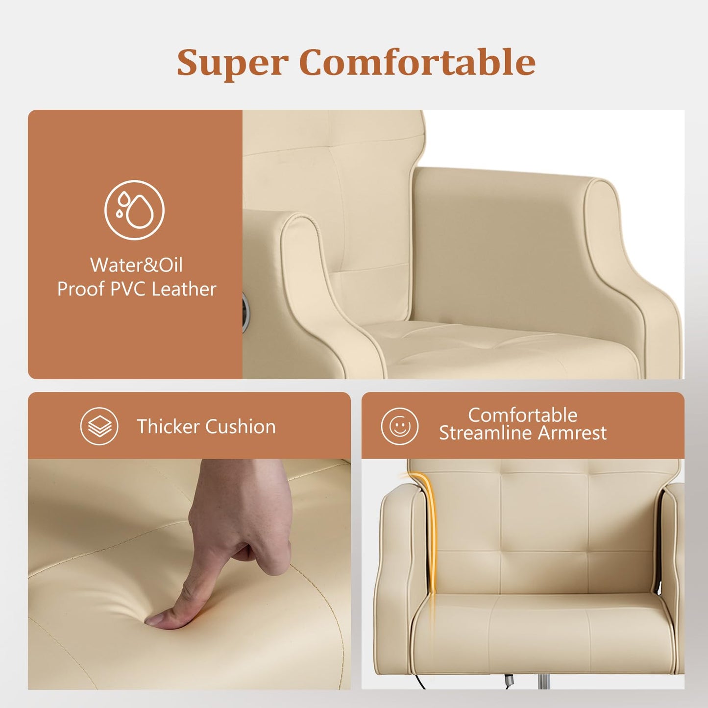 OmySalon PCM-WB 360° Rotation Hydraulic Pedicure Chair with Bubble Massage Foot Bath & Rolling Stool - G59000795