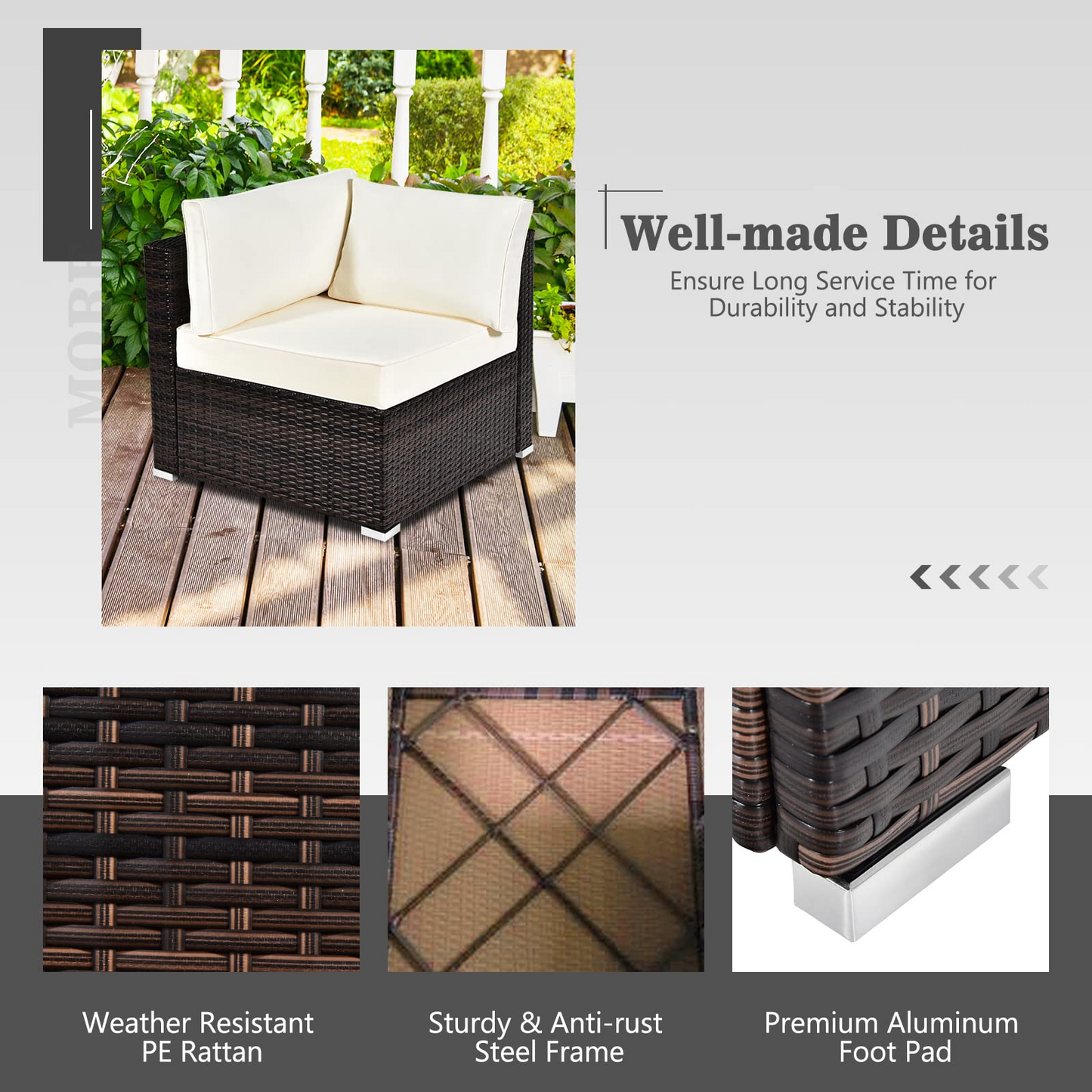 Tangkula 8 Piece Outdoor Wicker Sofa Set, Patio Rattan Conversation Set - NP10261CF+HW67937WHA+