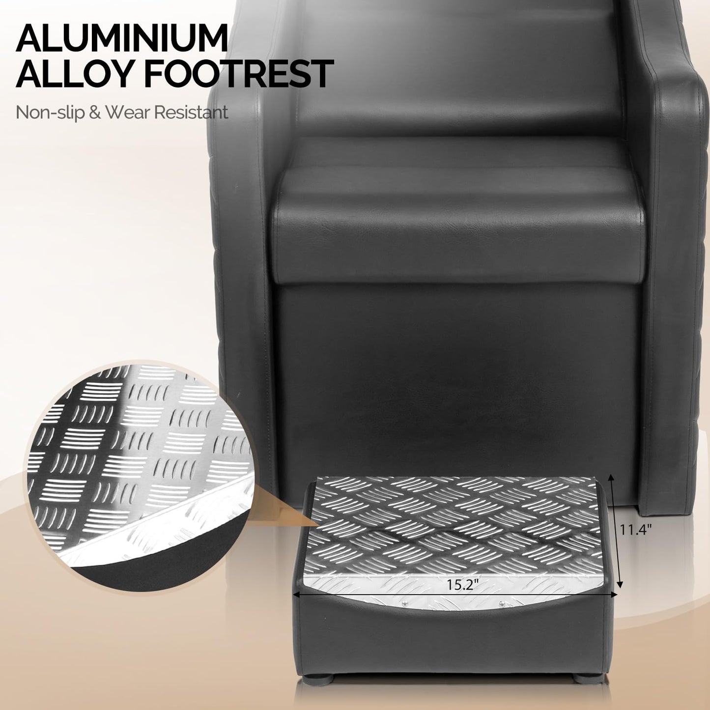 OmySalon BU1701 Salon Shampoo Bowl and Chair Backwash Unit with Large Ceramic Bowl & Freestanding Ottoman - G59000771