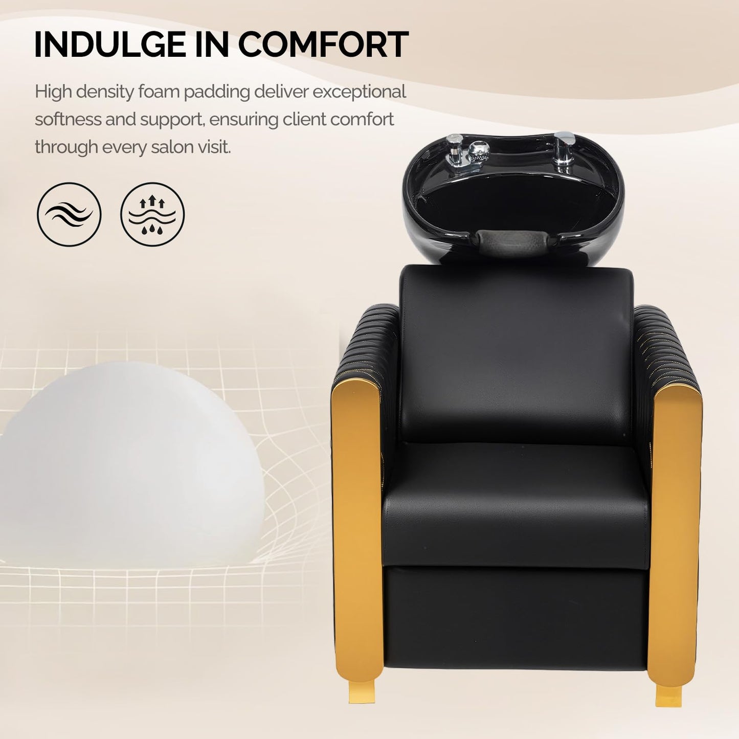 OmySalon BU2701 Salon Shampoo Backwash Chair with Tilting Porcelain Bowl - G59001098