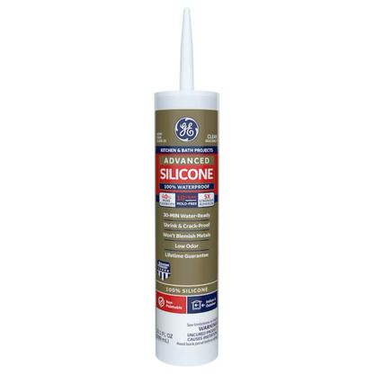 GE Advanced Silicone 2 Kitchen and Bath, Tub and Tile 10.1-oz Clear Silicone Caulk - 71223256