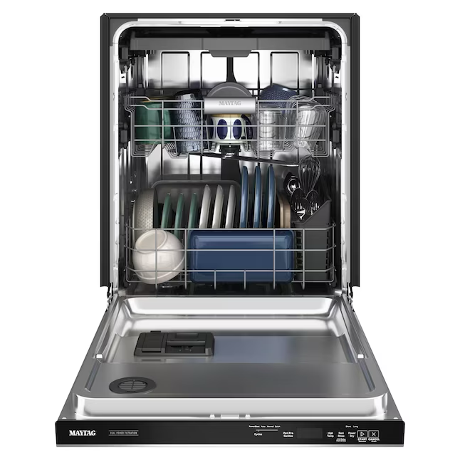 Maytag Eco Series with Pet Pro Sanitization Cycle Top Control 24-in Built-In Dishwasher With Third Rack (Fingerprint Resistant Stainless Steel), 50-dBA