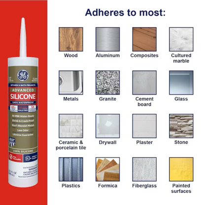GE Advanced Silicone 2 Kitchen and Bath, Tub and Tile 10.1-oz White Silicone Caulk - 71223254