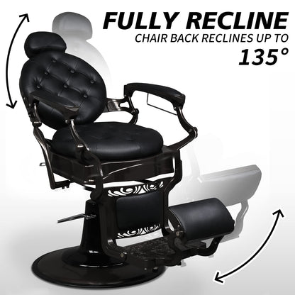 OmySalon BC1101 Vintage Style Heavy Duty Hydraulic Recline Barber Chair