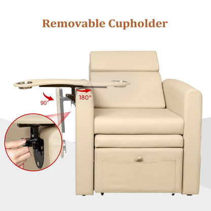 OmySalon PCE-WR Professional Full-Floor Support Electric Pedicure Chair with Adjustable Backrest & Hidden Storage Platfo - G59000797