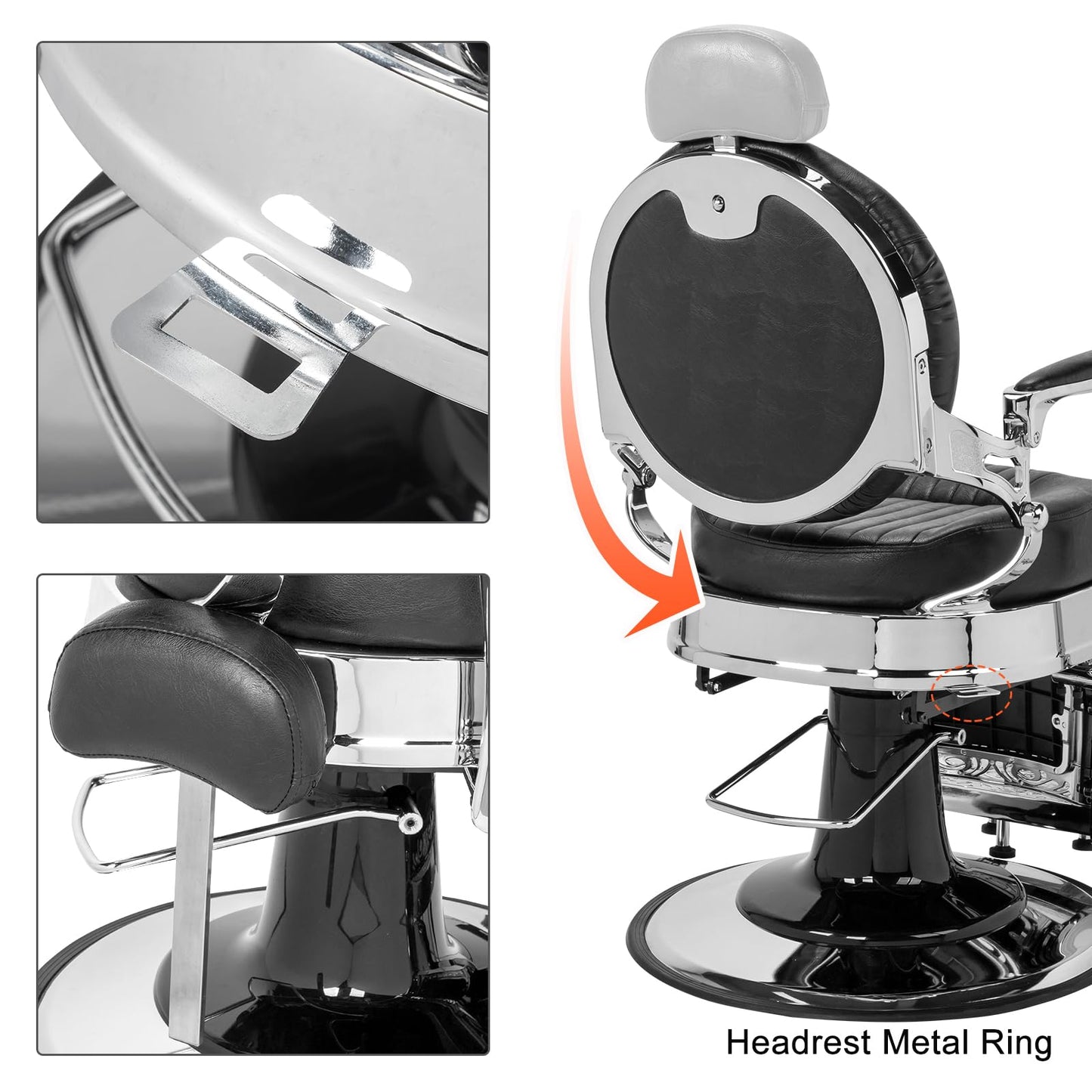 OmySalon PH441 Vintage Style Heavy Duty Hydraulic Recline Barber Chair - G59000441