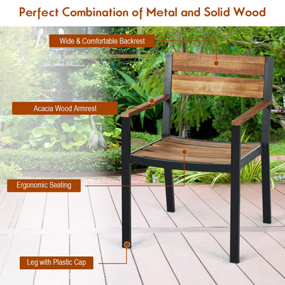 Tangkula 7PCS Outdoor Dining Set, Patio Dining Furniture Set with Sturdy Steel Frame - HW65220+