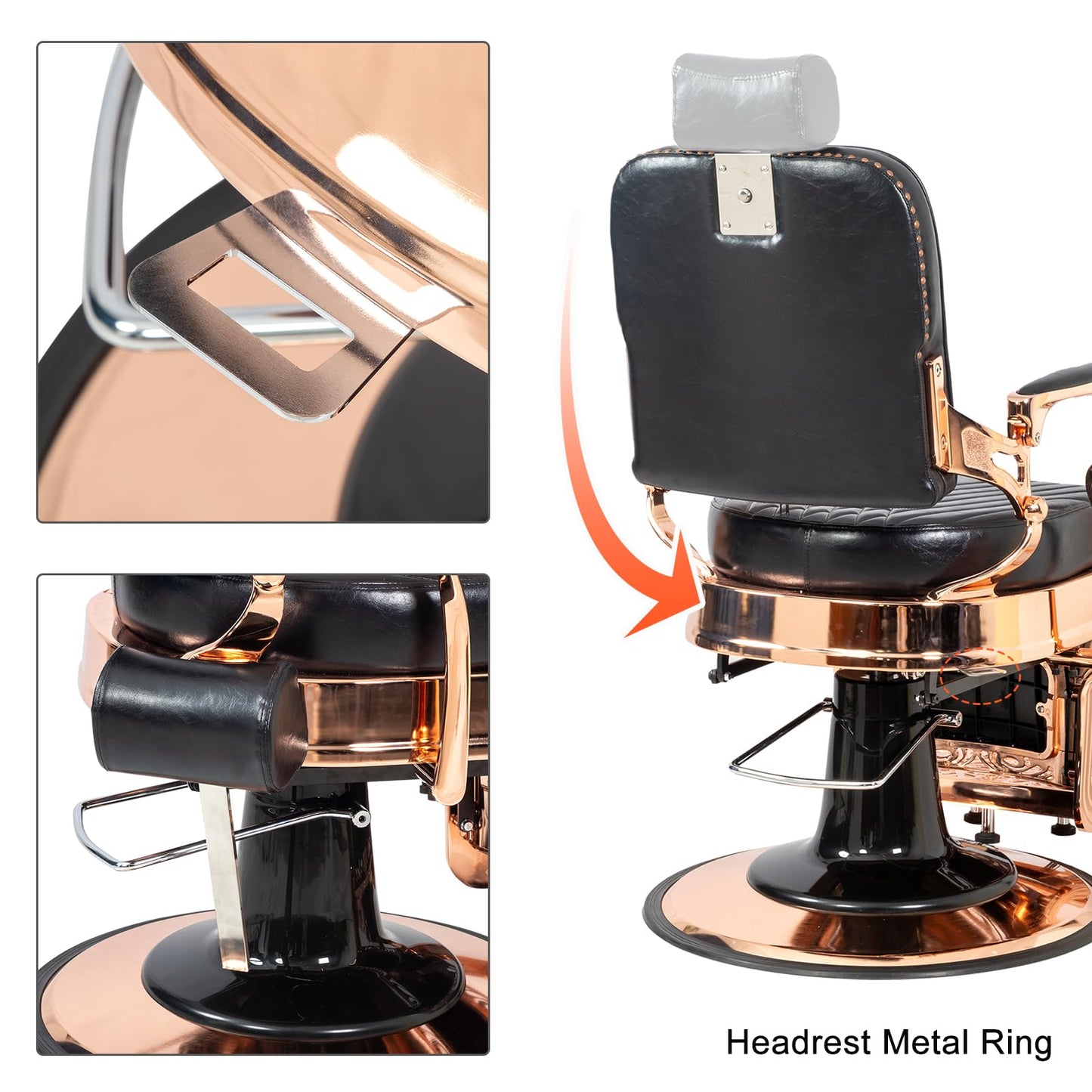 OmySalon PH699 Vintage Style Heavy Duty Hydraulic Recline Square Twill Backrest Barber Chair - G59000699