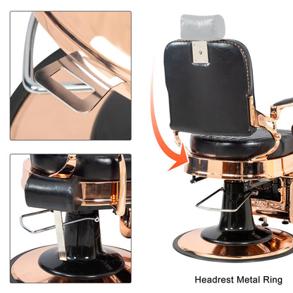 OmySalon PH699 Vintage Style Heavy Duty Hydraulic Recline Square Twill Backrest Barber Chair - G59000699