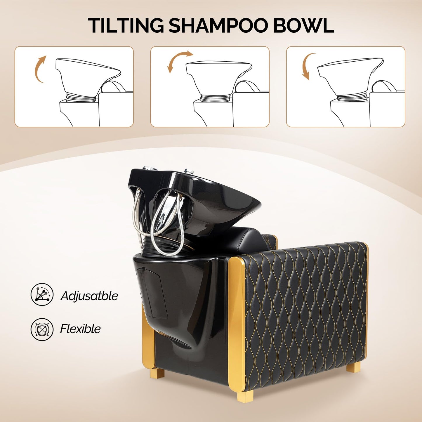 OmySalon BU2701 Salon Shampoo Backwash Chair with Tilting Porcelain Bowl - G59001098