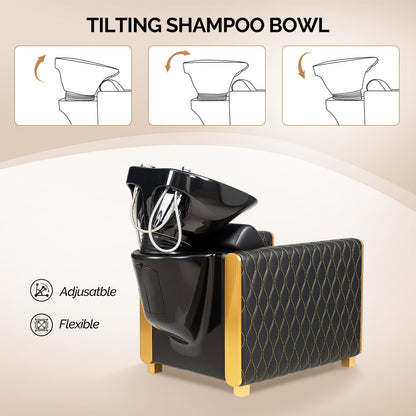 OmySalon BU2701 Salon Shampoo Backwash Chair with Tilting Porcelain Bowl - G59001098