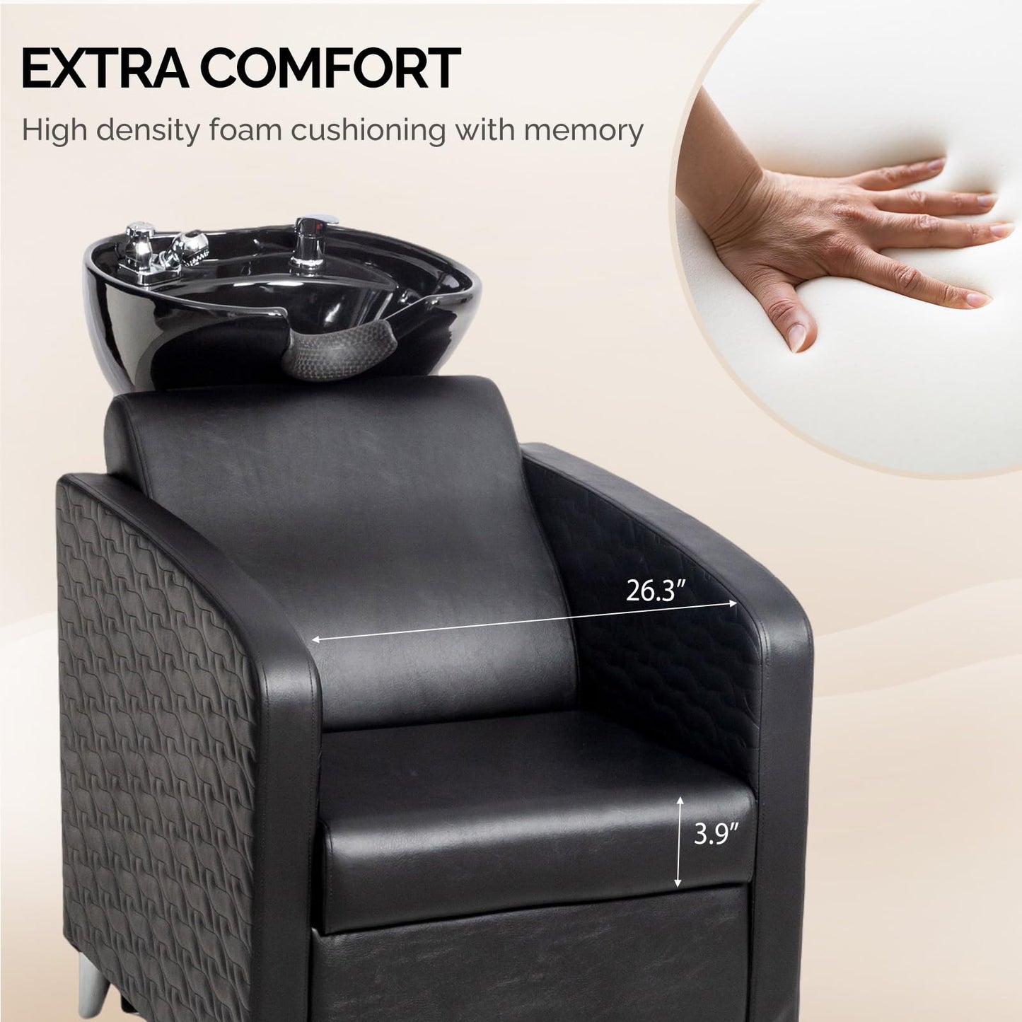OmySalon BU1411 Salon Shampoo Bowl and Chair Backwash Unit with Tilting Porcelain Bowl - G59001041