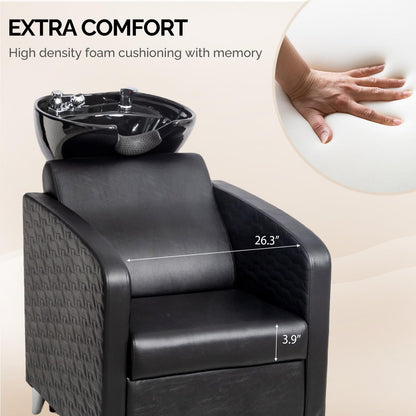 OmySalon BU1411 Salon Shampoo Bowl and Chair Backwash Unit with Tilting Porcelain Bowl - G59001041