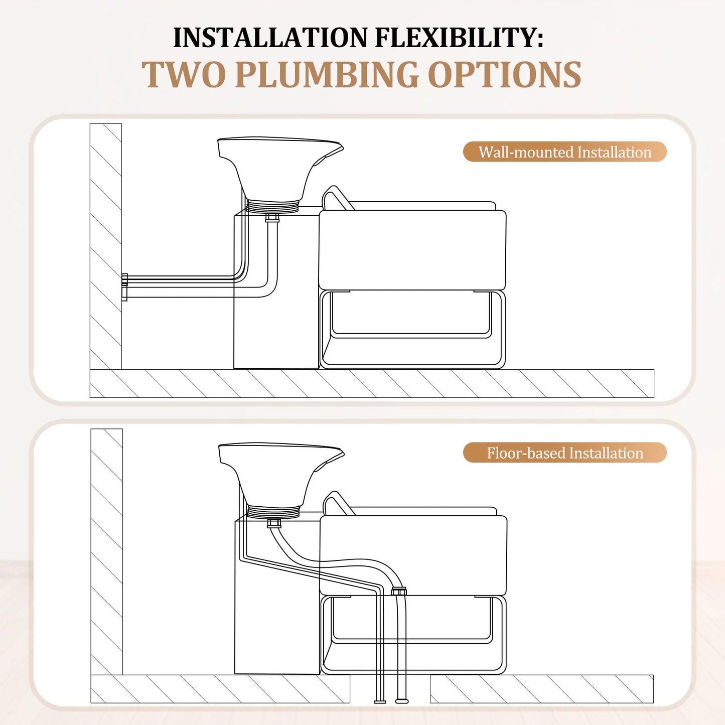 OmySalon BU2001 Salon Shampoo Backwash Chair Unit with ABS Plastic Bowl & Wooden Cabinet - G59000912