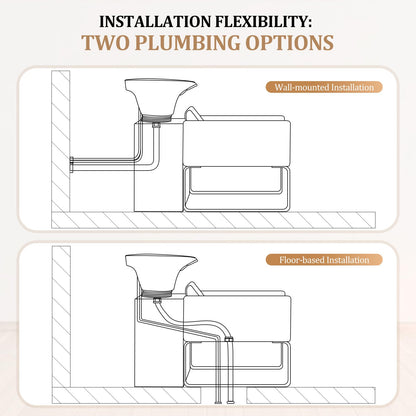 OmySalon BU2001 Salon Shampoo Backwash Chair Unit with ABS Plastic Bowl & Wooden Cabinet - G59000912