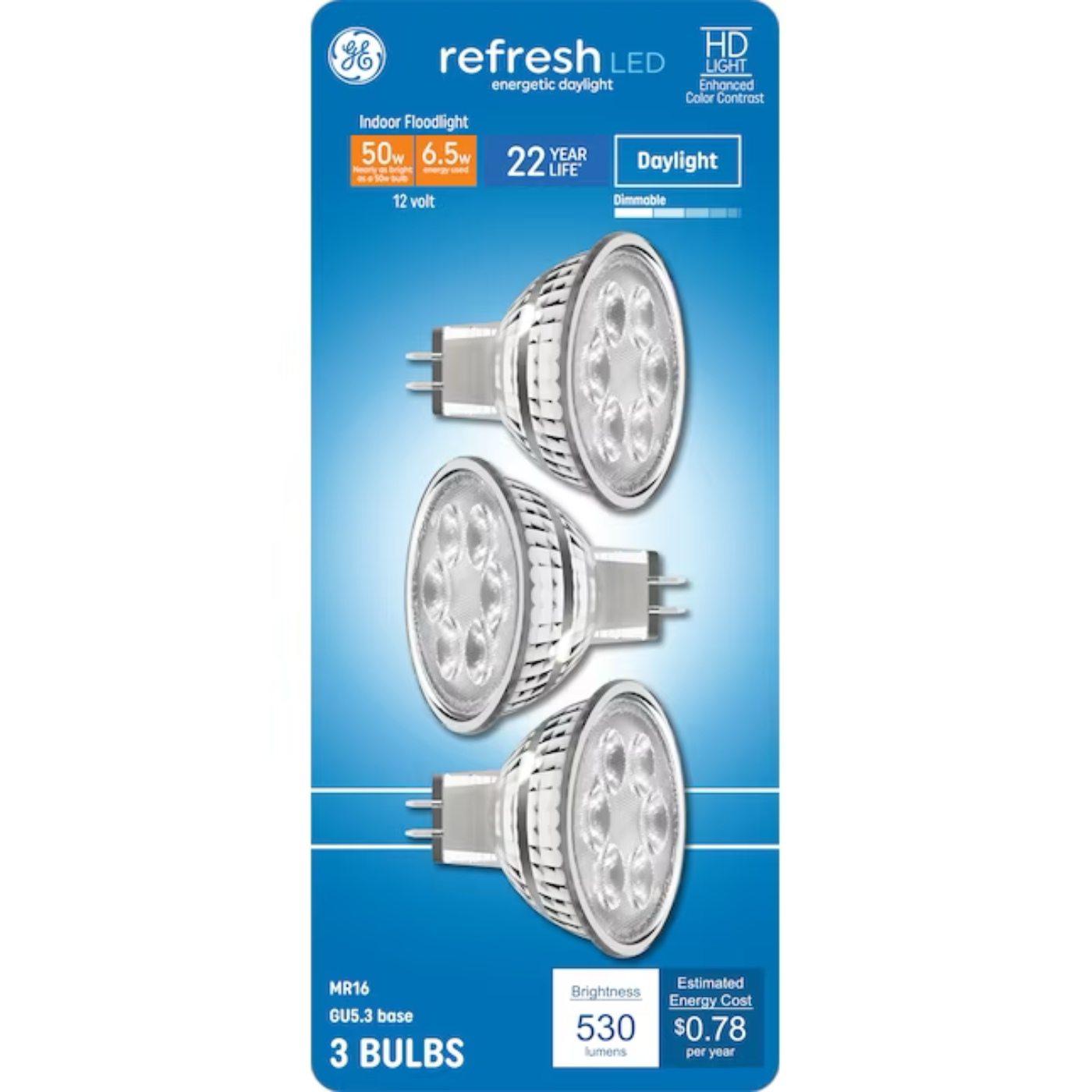 GE 50-Watt EQ MR16 Daylight G5.3 Base Dimmable LED Light Bulb  - 71223308