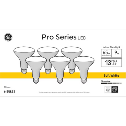 GE PRO Series 65-Watt EQ BR30 Soft White Medium Base (e-26) Dimmable LED Light Bulb - 71223216