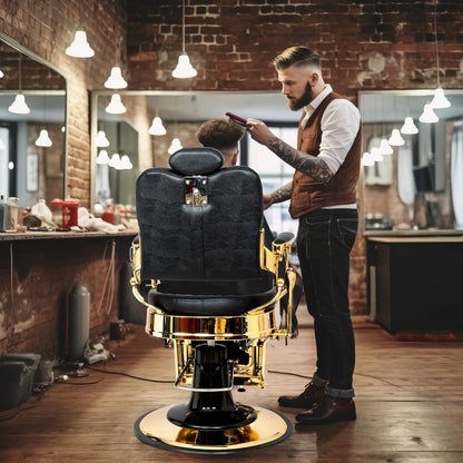 OmySalon PH705 Vintage Style Heavy Duty Hydraulic Recline Square Backrest Barber Chair - G59000705
