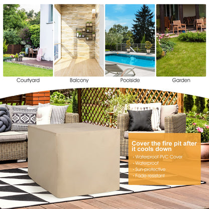 Tangkula 9 Pieces Outdoor Patio Furniture Set with 35-Inch Propane Fire Pit Table - NP10262DK+HW68592DK+