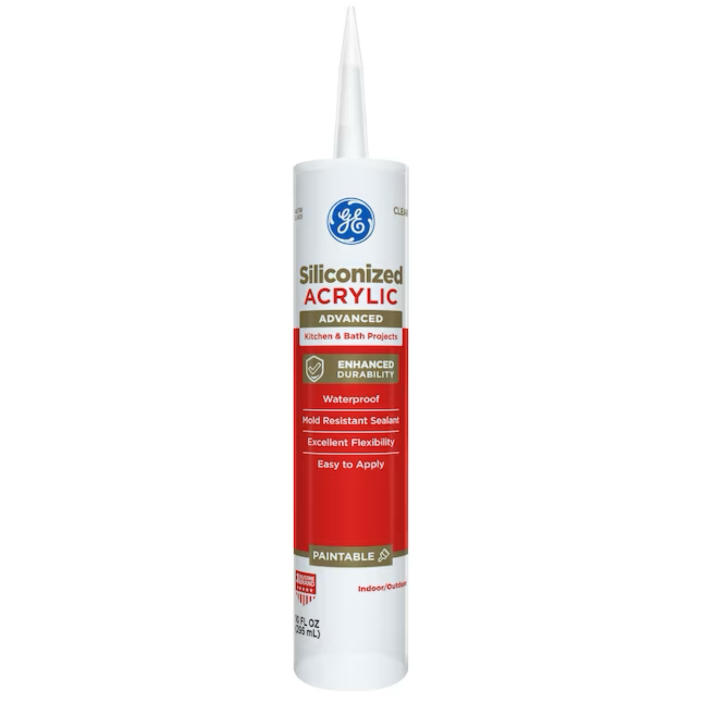 GE Advanced Siliconized Acrylic Kitchen and Bath 10.1-oz Clear Paintable Latex Caulk - 21223012
