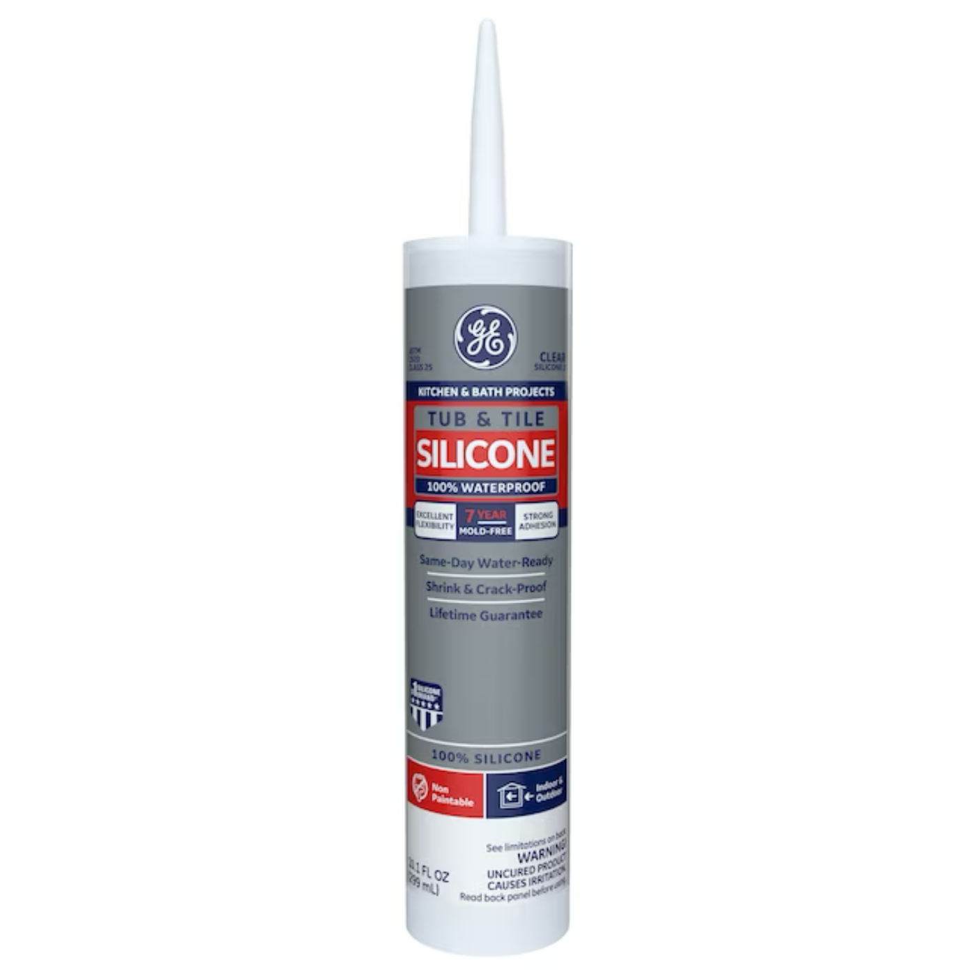 GE Silicone 1 Tub and Tile, Kitchen and Bath 10.1-oz Clear Silicone Caulk - 71223257