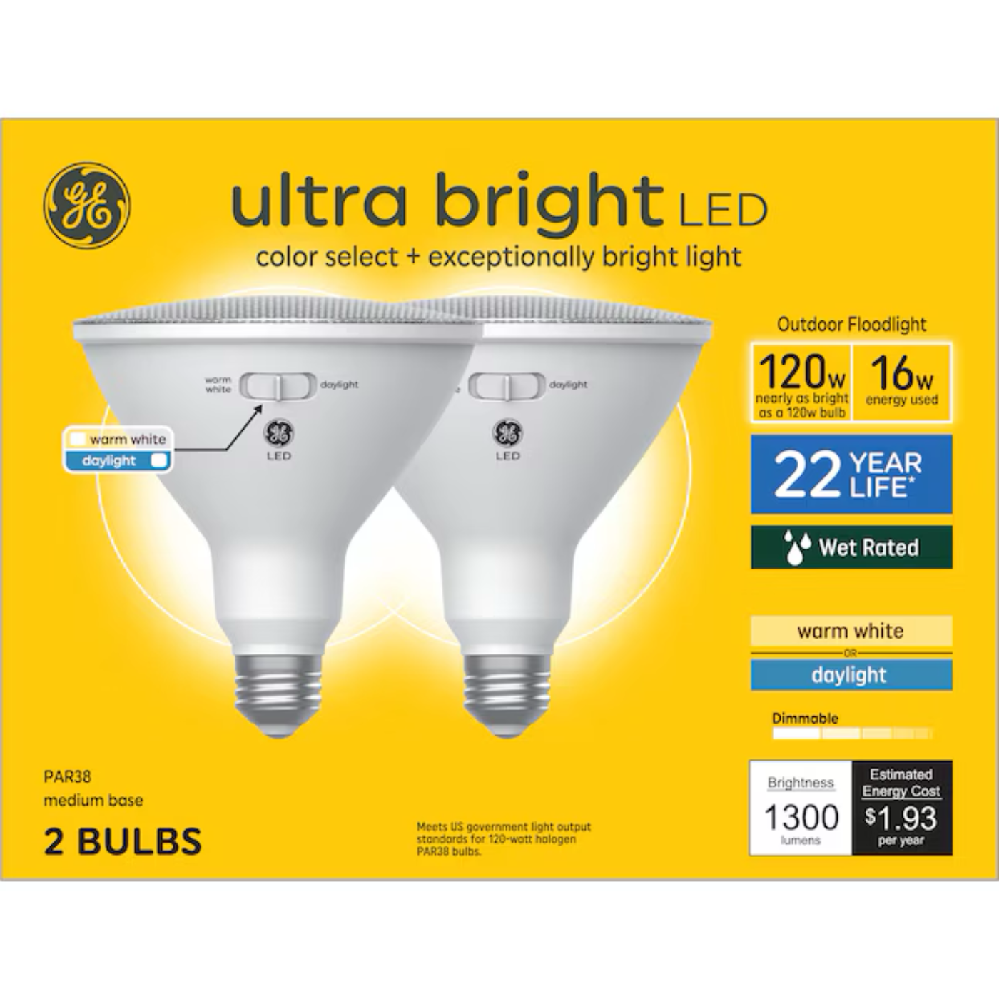 GE 120-Watt EQ PAR38 Warm White Medium Base (e-26) Dimmable LED Light Bulb - 71223212