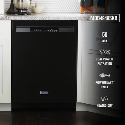 Maytag Front Control 24-in Built-In Dishwasher (Black), 50-dBA