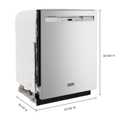 Maytag Front Control 24-in Built-In Dishwasher (Fingerprint Resistant Stainless Steel), 50-dBA