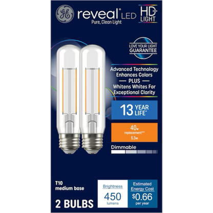 GE 40-Watt EQ T10 Color-enhancing Medium Base (e-26) Dimmable LED Light Bulb  - 71223292