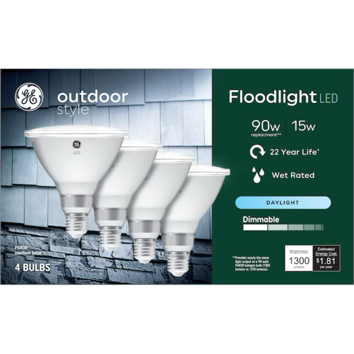 GE Outdoor Style 90-Watt EQ PAR38 Daylight Medium Base (e-26) Dimmable LED Light Bulb - 71223302