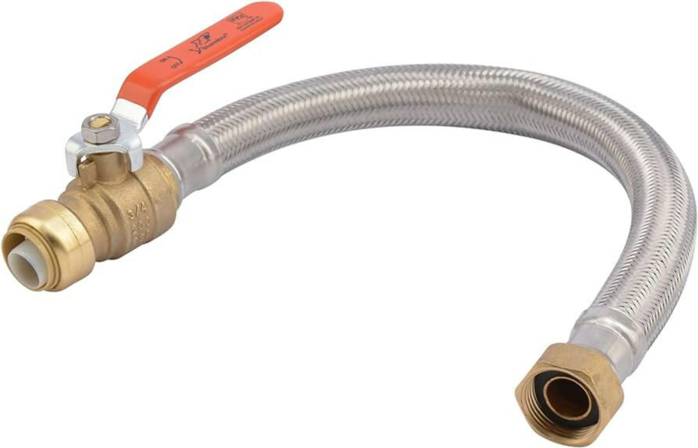 GE SharkBite 3/4 in. x 3/4 in. FIP Stainless Steel Braided Flexible Water Heater Connector with Ball Valve (18 in. Length) -  U3088FLEX18BVLF