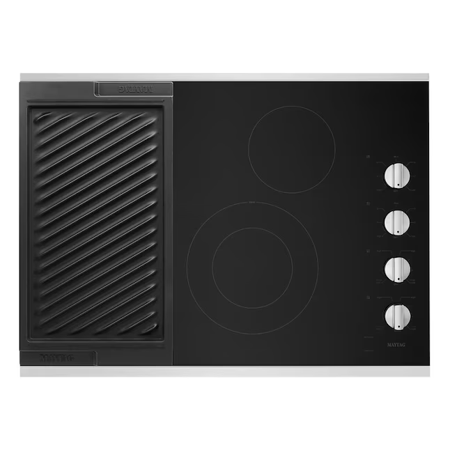Maytag 30-in 4 Elements Smooth Surface (Radiant) Stainless Steel Electric Cooktop