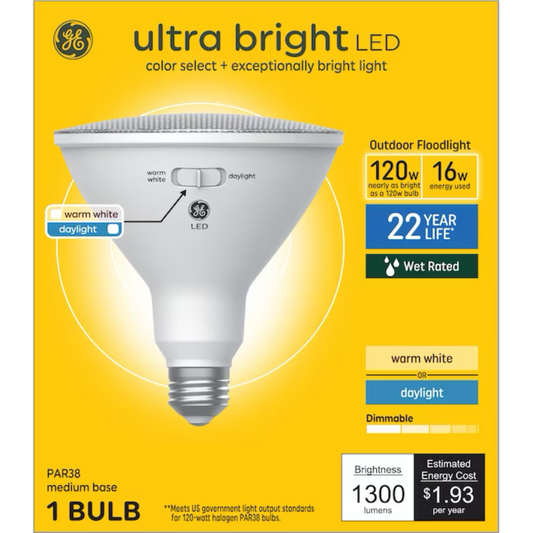 GE 120-Watt EQ PAR38 Warm White Medium Base (e-26) Dimmable LED Light Bulb - 71223213
